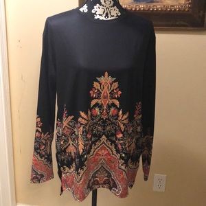 🌹Exclusive Bohemian long sleeved mock split side hem panel tunic top
